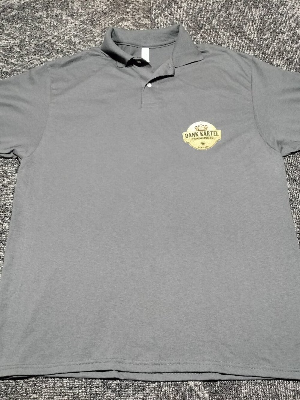 Dank Kartel Charcoal Gray Signature Crown logo Polo T-shirt XL men's Brand New